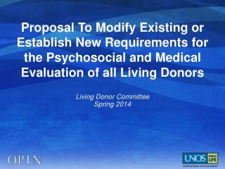 Living Donor Committee Spring 2014