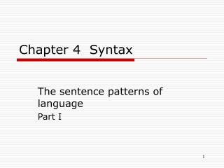 Chapter 4 Syntax