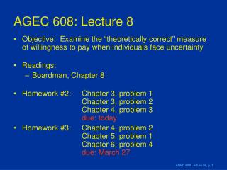 AGEC 608: Lecture 8
