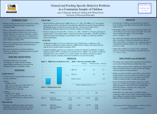 General and Feeding Specific Behavior Problems in a Community Sample of Children