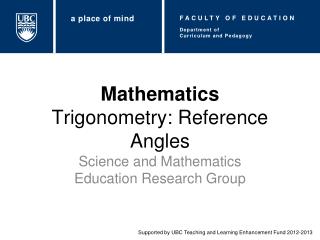 Mathematics Trigonometry: Reference Angles
