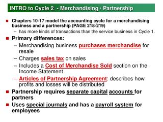INTRO to Cycle 2 - Merchandising / Partnership