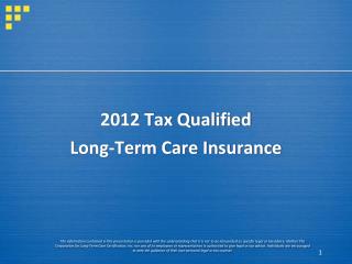 2012 Tax Qualified Long-Term Care Insurance