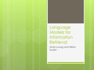 Language Models for Information Retrieval