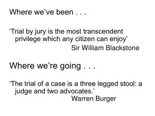Where we’ve been . . .