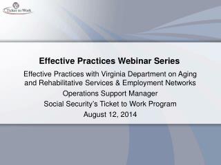 Effective Practices Webinar Series