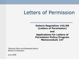 Letters of Permission