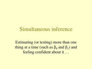 Simultaneous inference
