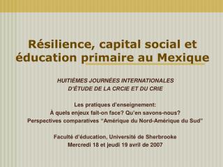 Résilience, capital social et éducation primaire au Mexique