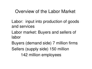 Overview of the Labor Market