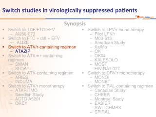 Switch studies in virologically suppressed patients