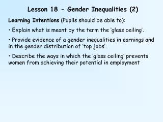 Lesson 18 - Gender Inequalities (2)