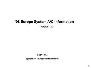 ‘08 Europe System A/C Information (Version 1.0)