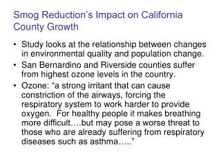 Smog Reduction’s Impact on California County Growth