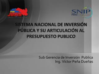 SISTEMA NACIONAL DE INVERSIÓN PÚBLICA Y SU ARTICULACIÓN AL PRESUPUESTO PUBLICO