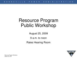 Resource Program Public Workshop