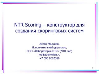 NTR Scoring – конструктор для создания скоринговых систем