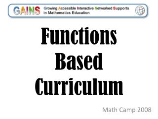 Functions Based Curriculum