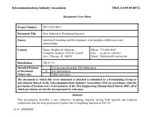 Telecommunications Industry Association	TR41.3.9-09-05-007-L