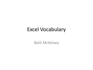 Excel Vocabulary