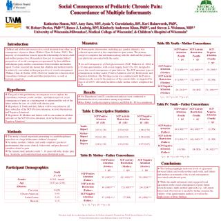 Social Consequences of Pediatric Chronic Pain: Concordance of Multiple Informants