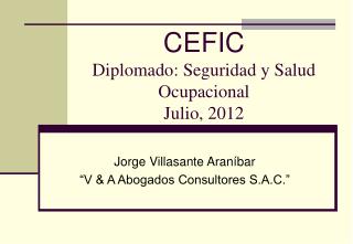 CEFIC Diplomado: Seguridad y Salud Ocupacional Julio, 2012