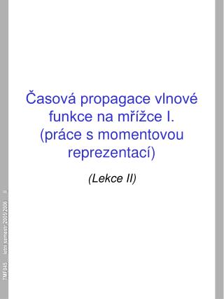 Časová propagace vlnové funkce na mřížce I. (práce s momentovou reprezentací)