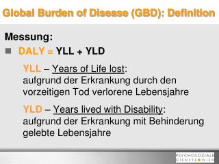 Global Burden of Disease (GBD): Definition