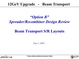 “Option B” Spreader/Recombiner Design Review Beam Transport S/R Layouts