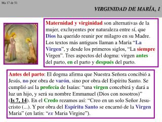 VIRGINIDAD DE MARÍA, 1