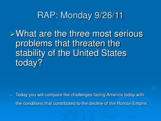 RAP: Monday 9/26/11