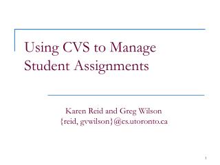 Using CVS to Manage Student Assignments