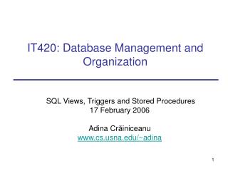 IT420: Database Management and Organization