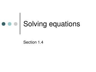 Solving equations