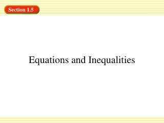 Equations and Inequalities