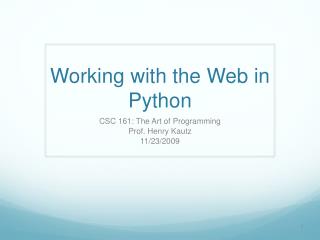 Working with the Web in Python