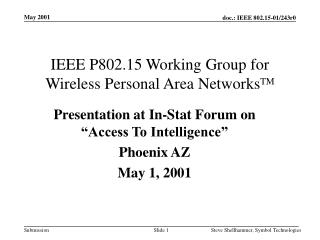 IEEE P802.15 Working Group for Wireless Personal Area Networks TM