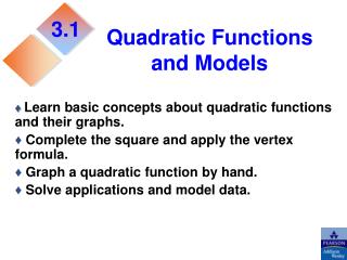 Quadratic Functions and Models