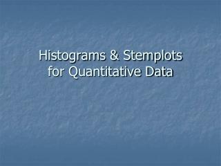 Histograms &amp; Stemplots for Quantitative Data