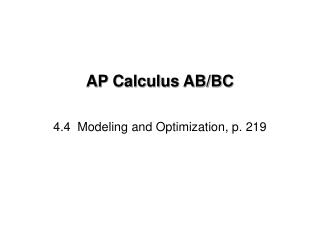 4.4 Modeling and Optimization, p. 219