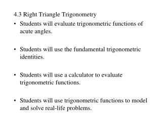 4.3 Right Triangle Trigonometry