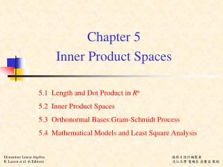 Chapter 5 Inner Product Spaces