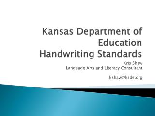 Kansas Department of Education Handwriting Standards