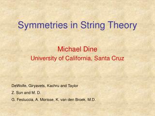 Symmetries in String Theory