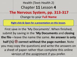 Right click &amp; Open for a presentation on this lesson .