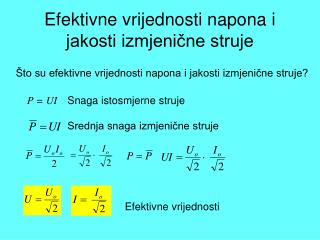 Efektivne vrijednosti napona i jakosti izmjenične struje