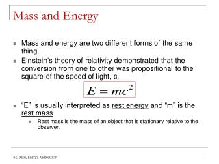 Mass and Energy