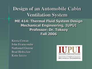 Design of an Automobile Cabin Ventilation System