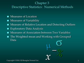 Chapter 3 Descriptive Statistics: Numerical Methods