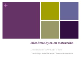 Mathématiques en maternelle